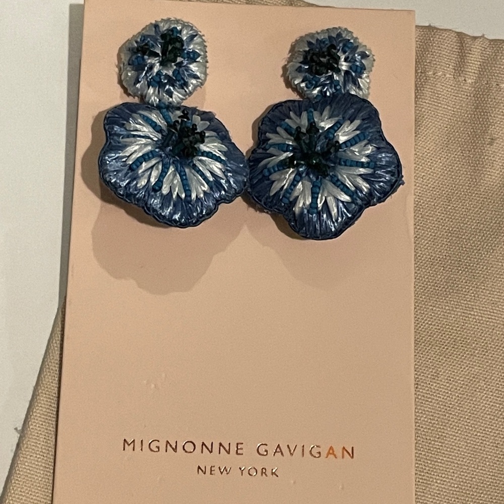 Mignonne Gavigan Rae Flower Raffia Beaded Drop Earrings
